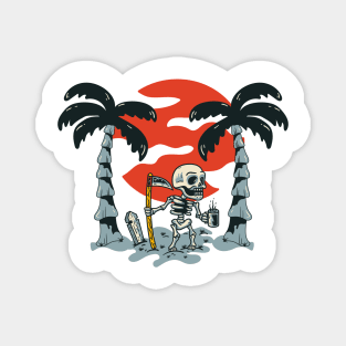 Skull Skeleton With Coffee in paradise Magnet