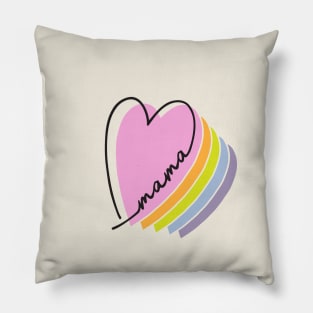 pastel rainbow heart mama design line art rainbow heart letters mothers day gift for moms Pillow