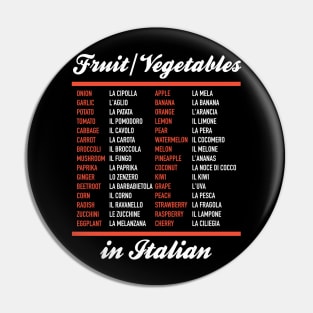 Fruit and Vegetables In Italian - Italian Language Cheatsheet Pin