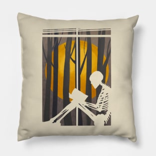 One More Chapter Skeleton Reading Book Pillow