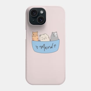 Cute doodle of group of cats in a bowl Phone Case