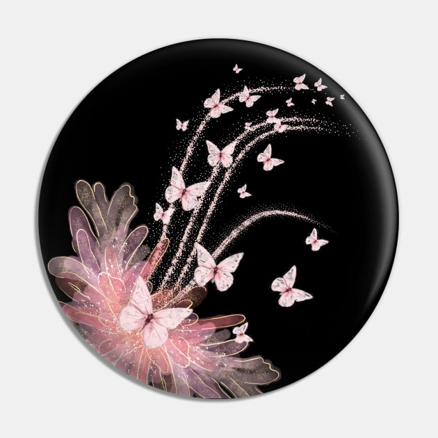 Pink Flower Butterflies illustration Pin by BellaPixel