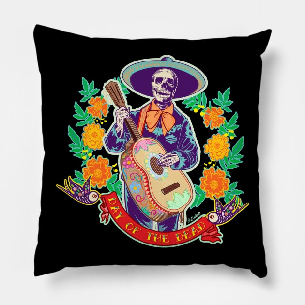 El Cantante_Dia De Los Muertos Pillow by spicoli13