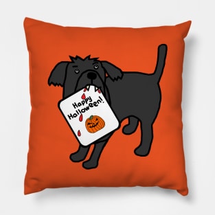 Vampire Horror Dog with Halloween Card Pillow