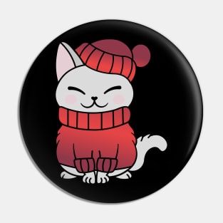 Cute Cozy Colorful Snow Winter Cat Kitty Pin