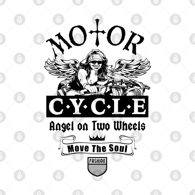 Biker T-shirt, Motor Cycle Angel on Two Wheels by Ben Foumen