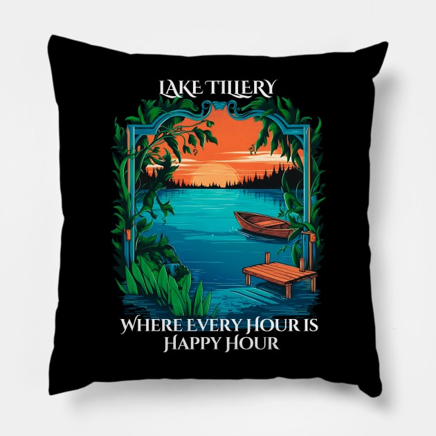 Serene North Carolina Tillery Lake Scenery Waterscape Pillow by TaansCreation 