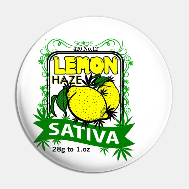 Lemon Haze 420 Strain Logo Pin by Illustrious Graphics 