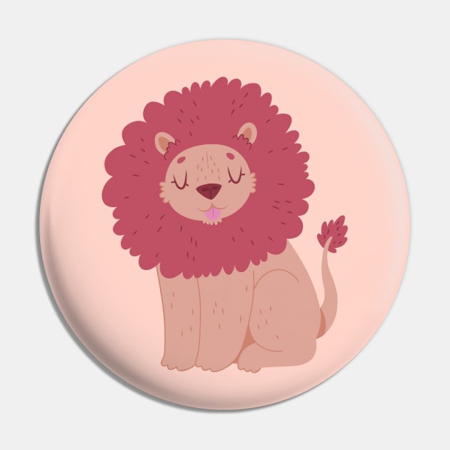 Pink Lion Pin by clairestamper