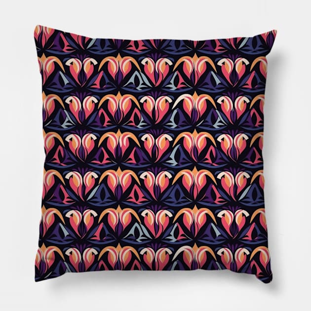 Tulips Flower Seamless Pattern V8 Pillow by Family journey with God