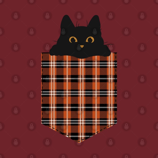 Black cat in orange pocket by AnnaEleCreate