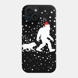 Bigfoot wearing a Santa Claus hat with a wolf  Christmas Gift Phone Case