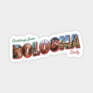 Greetings from Bologna in Italy Vintage style retro souvenir Magnet