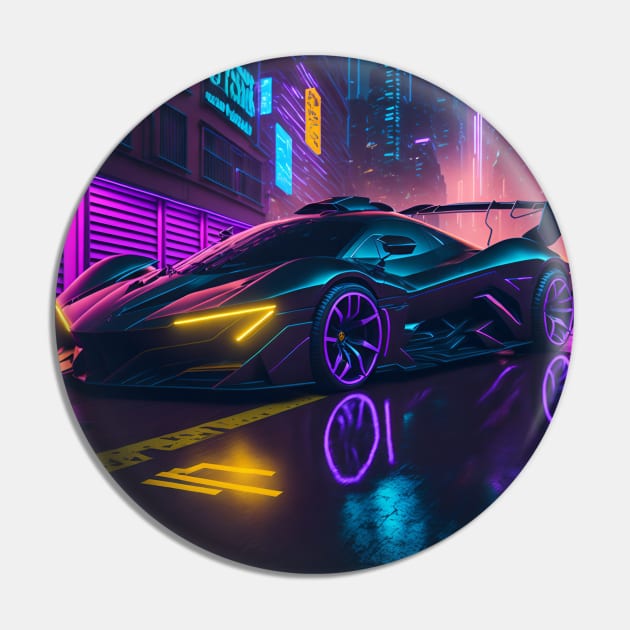 Dark Neon Sports Car in Japanese Neon City Pin by star trek fanart and more