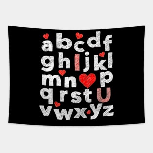 ABC Alphabet I Love You English Teacher Valentines Day Tapestry