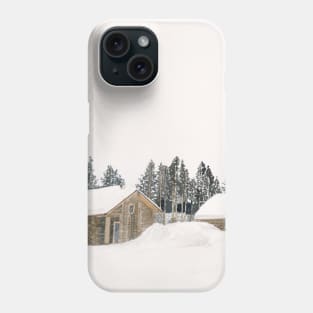 Snowy Winter Landscape with Houses and Trees Phone Case