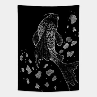 Splash - Chalkboard style, koi fish, animals Tapestry