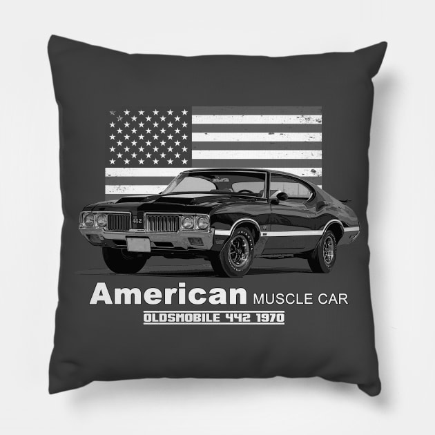 Oldsmobile 442 American Muscle Car 60s 70s Old is Gold Pillow by Jose Luiz Filho