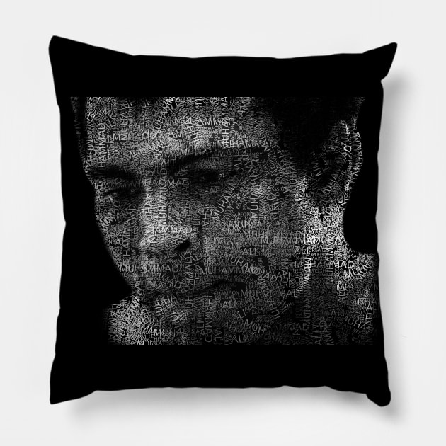 Muhammad Ali or Cassius Clay with names, sport and category - 04 Pillow by SPJE Illustration Photography