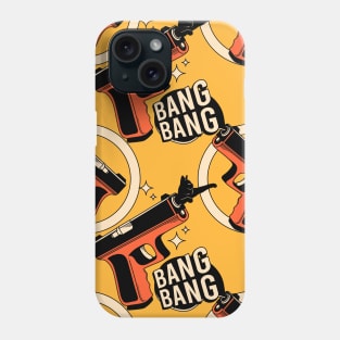 Bang Bang Black Cat Pattern in yellow Phone Case