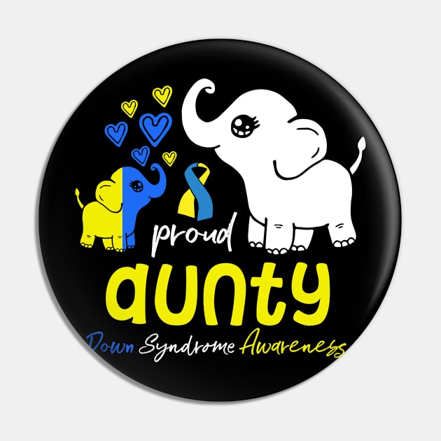 Proud Aunty Down Syndrome Awareness Blue Yellow Ribbon Pin by FamiStore