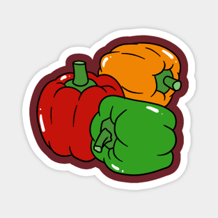 Red Green and Orange Bell Peppers Magnet