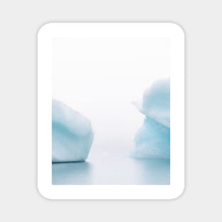 Moody Iceberg Duet in Iceland&#39;s Glacier Lagoon in Fog – Landscape Photography Magnet