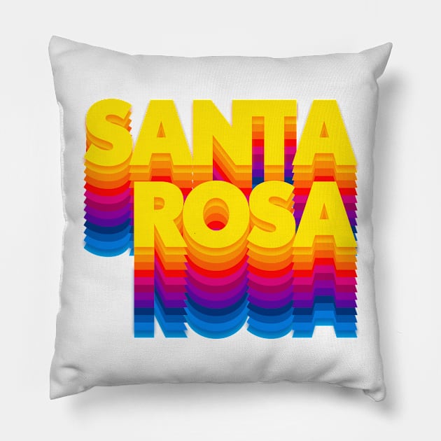 Santa Rosa, CA \/\/\ Retro Typography Design Pillow by DankFutura