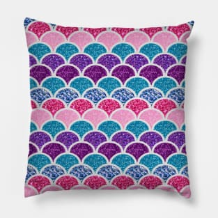 1980s preppy summer purple pink turquoise blue mermaid scales Pillow