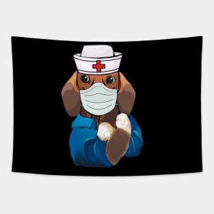 Strong Dachshund Is Wearing Mask Face Anti Virus 2020 T-shirt Tapestry