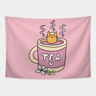 Relaxing Tea Cat Tapestry