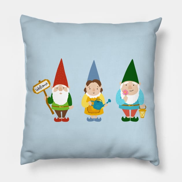 Gnome Trio Pillow by RainbowAndJackson
