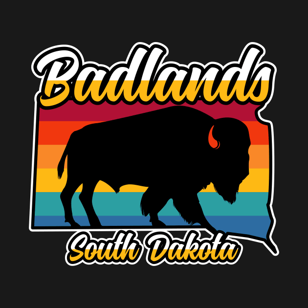 Badlands National Park South Dakota Vintage Bison by SouthDakotaGifts