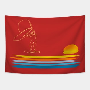 Wing Surf Foiling Wind Surfer stripe design Tapestry