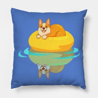 Corgi in the pool Pillow