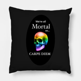 Skull Rainbow. Carpe Diem. Pillow