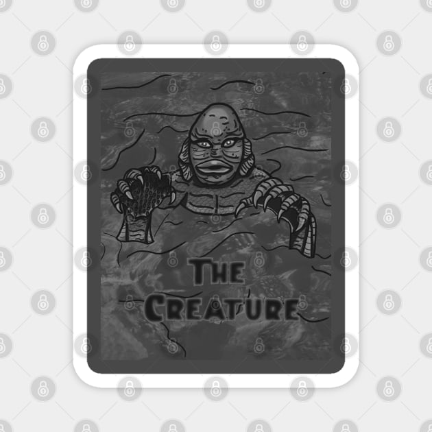 The Creature- Black and Gray Magnet by tesiamarieart