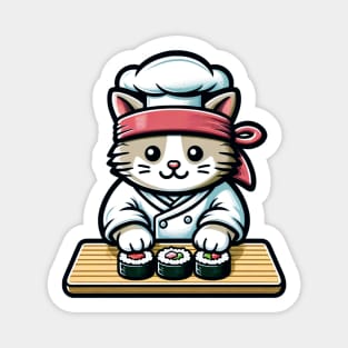 Sushi Cat Chef: Culinary Whimsy Magnet