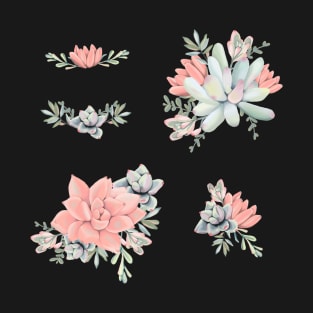 Succulent Flower Arrangement Sticker Set T-Shirt