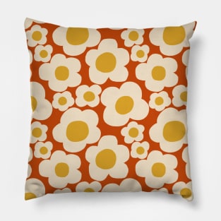 Minimalist groovy floral pattern in brown Pillow