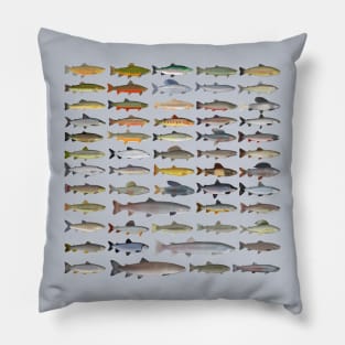 Trout, Char, Grayling, Hucho and Whitefish Group Pillow