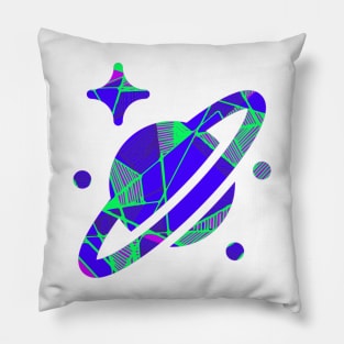 Space planet geometric blue Pillow