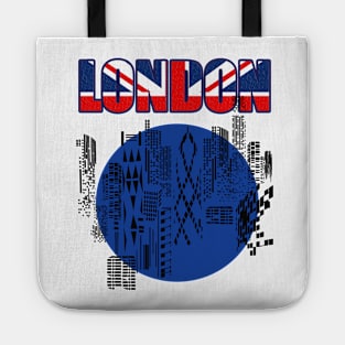 London, London Skyline Design with Sleek Outline and Flag Title Tote