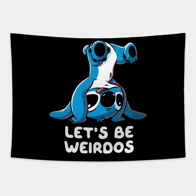 Let’s Be Weirdos Funny Alien Experiment Tapestry by eduely