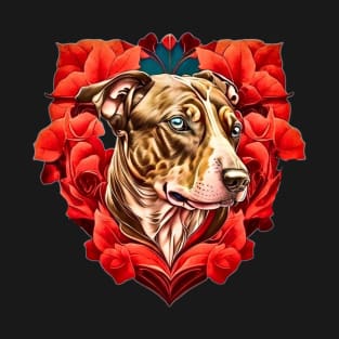 Light Brown Pit Bull Terrier Art Nouveau Portrait T-Shirt