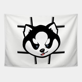 Husky Black stuck Tapestry