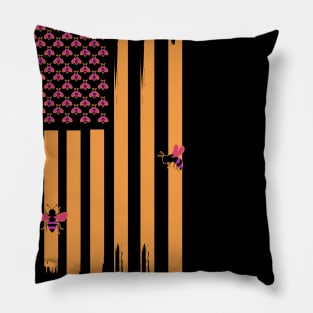 Vintage Heatwave Color Pop Bee Pattern Pillow