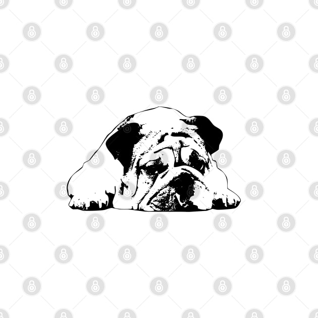 Bulldog Black and White Minimalistic Abstract Art by ElegantCat