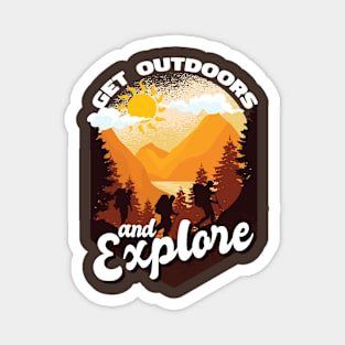 Get Outdoors and Explore Hiking Nature Vintage Wilderness Magnet