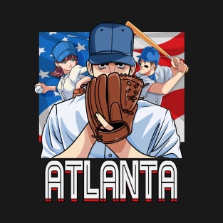 Atlanta Vintage Baseball Lovers American Flag T-Shirt